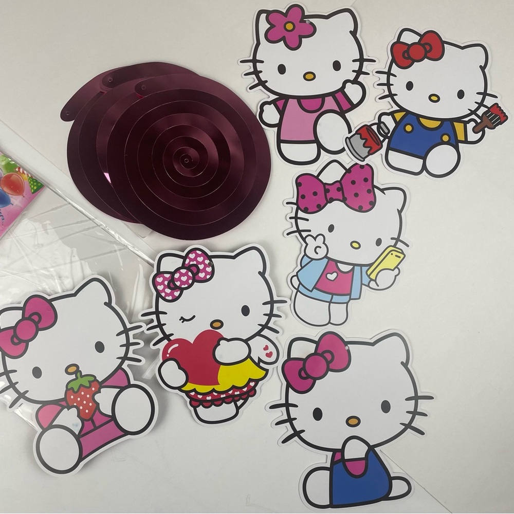 Hello Kitty Birthday Party Decor Set 51pcs Pink Banner Balloons Tablecloth - Picture 9 of 12